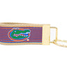 Florida Gators Preppy Pinstripe Ribbon Keychain with Khaki Webbing and Brass Hardware