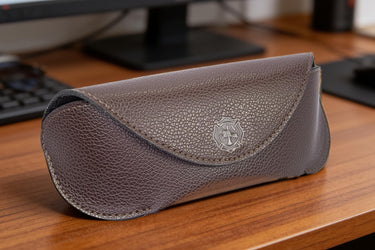 Maltese Cross Sunglass and Eyewear Case – Brown Pebble with Protective Snap Closure
