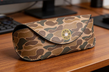 Shotshell Sunglass and Eyewear Case – Camo or Brown Pebble with Protective Snap Closure