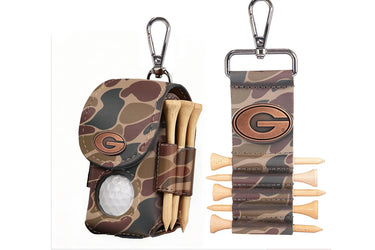 Georgia Bulldogs Leather Golf Ball and Tee Holder - Brown or Camo Golf Bag Clip