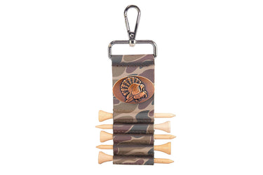 Turkey Leather Golf Ball and Tee Holder - Brown or Camo Golf Bag Clip