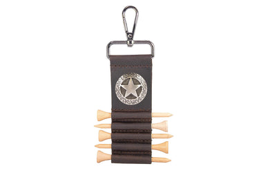 Texas Star Leather Golf Ball and Tee Holder - Brown or Camo Golf Bag Clip