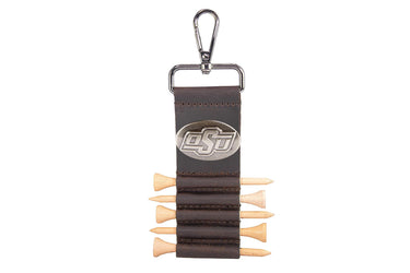Oklahoma State Cowboys Leather Golf Ball and Tee Holder - Brown or Camo Golf Bag Clip