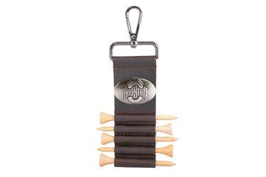 Ohio State Buckeyes Leather Golf Ball and Tee Holder - Brown or Camo Golf Bag Clip