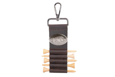 Arkansas Razorbacks Leather Golf Ball and Tee Holder - Brown or Camo Golf Bag Clip