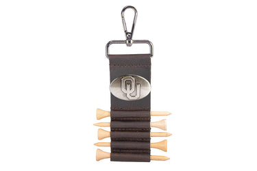 Oklahoma Sooners Leather Golf Ball and Tee Holder - Brown or Camo Golf Bag Clip