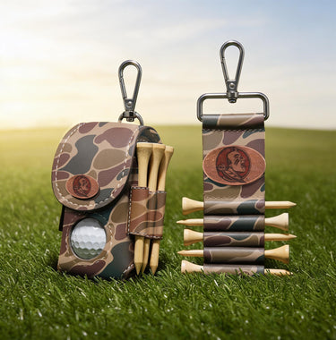 Florida State Seminoles Leather Golf Ball and Tee Holder - Brown or Camo Golf Bag Clip