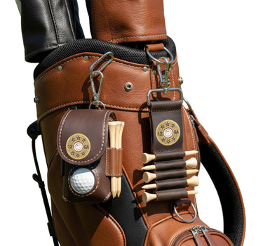 Shotshell Leather Golf Ball and Tee Holder - Brown or Camo Golf Bag Clip