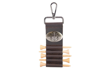 Anchor Leather Golf Ball and Tee Holder - Brown or Camo Golf Bag Clip