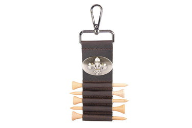 Fleur De Lis Leather Golf Ball and Tee Holder - Brown or Camo Golf Bag Clip