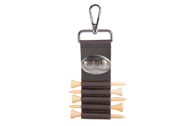 Peanut Leather Golf Ball and Tee Holder - Brown or Camo Golf Bag Clip