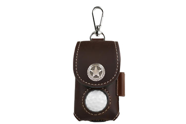 Texas Star Leather Golf Ball and Tee Holder - Brown or Camo Golf Bag Clip