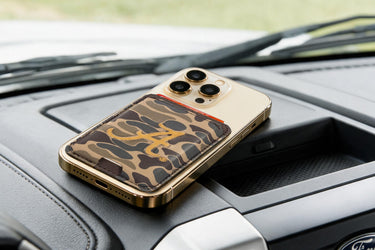 Alabama Crimson Tide Magnetic Phone Card Holder – Brown Burnished Leather or Old School Camo