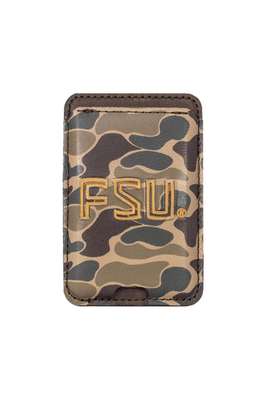 Florida State Seminoles Magnetic Phone Card Holder – Brown Burnished Leather or Old School Camo
