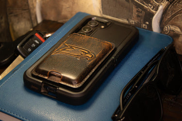 Georgia Southern Eagles Magnetic Phone Card Holder – Brown Burnished Leather or Old School Camo