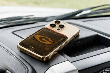 Georgia Bulldogs Magnetic Phone Card Holder – Brown Burnished Leather or Old School Camo