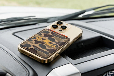 Ole Miss Rebels Magnetic Phone Card Holder – Brown Burnished Leather or Old School Camo