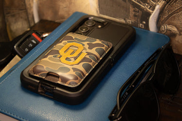 Oklahoma Sooners Magnetic Phone Card Holder – Brown Burnished Leather or Old School Camo