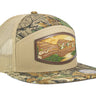 Duck Call Hunting Woven Patch Old School Camo Hat. 7-Panel Richardson 168 Trucker Snapback Cap