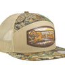Hunting Dog Shotshell Woven Patch Old School Camo Hat. 7-Panel Richardson 168 Trucker Snapback Cap