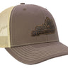 Kentucky Map Leather Patch Trucker Hat. Burnished Full Grain Leather. Snapback Trucker Hat. Richardson 112 Cap. Kentucky State Headwear.