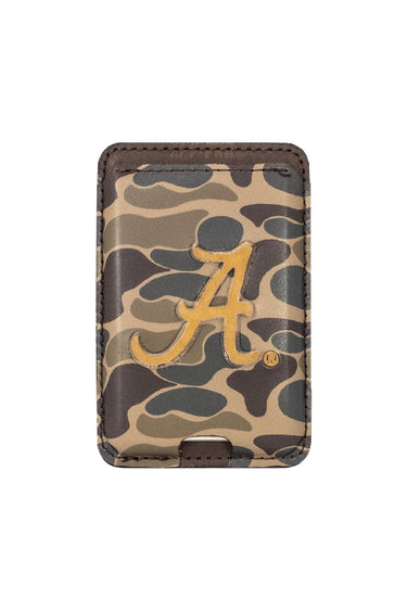 Alabama Crimson Tide Magnetic Phone Card Holder – Brown Burnished Leather or Old School Camo