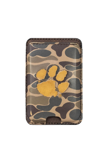 Clemson Tigers Magnetic Phone Card Holder – Brown Burnished Leather or Old School Camo