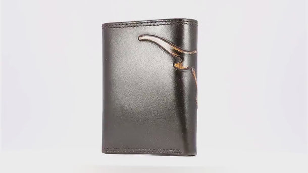 Arkansas Razorbacks Burnished Trifold Leather Wallet.