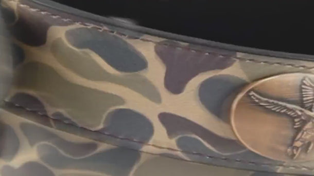 FSU Seminoles Old School Camo Leather Belt - Antique Copper Logo